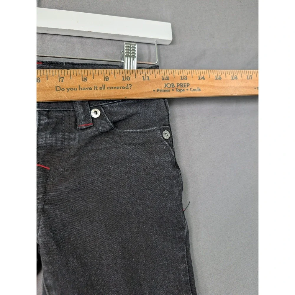 True Religion Boys Geno Relaxed Slim‎ Black Jeans Size 6 Red Stitching 40689